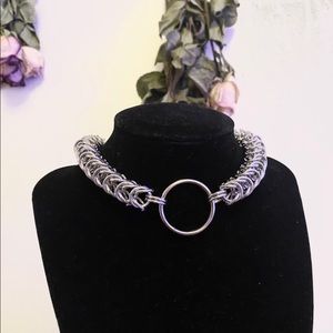 Custom hand made chain mail o ring choker necklace
